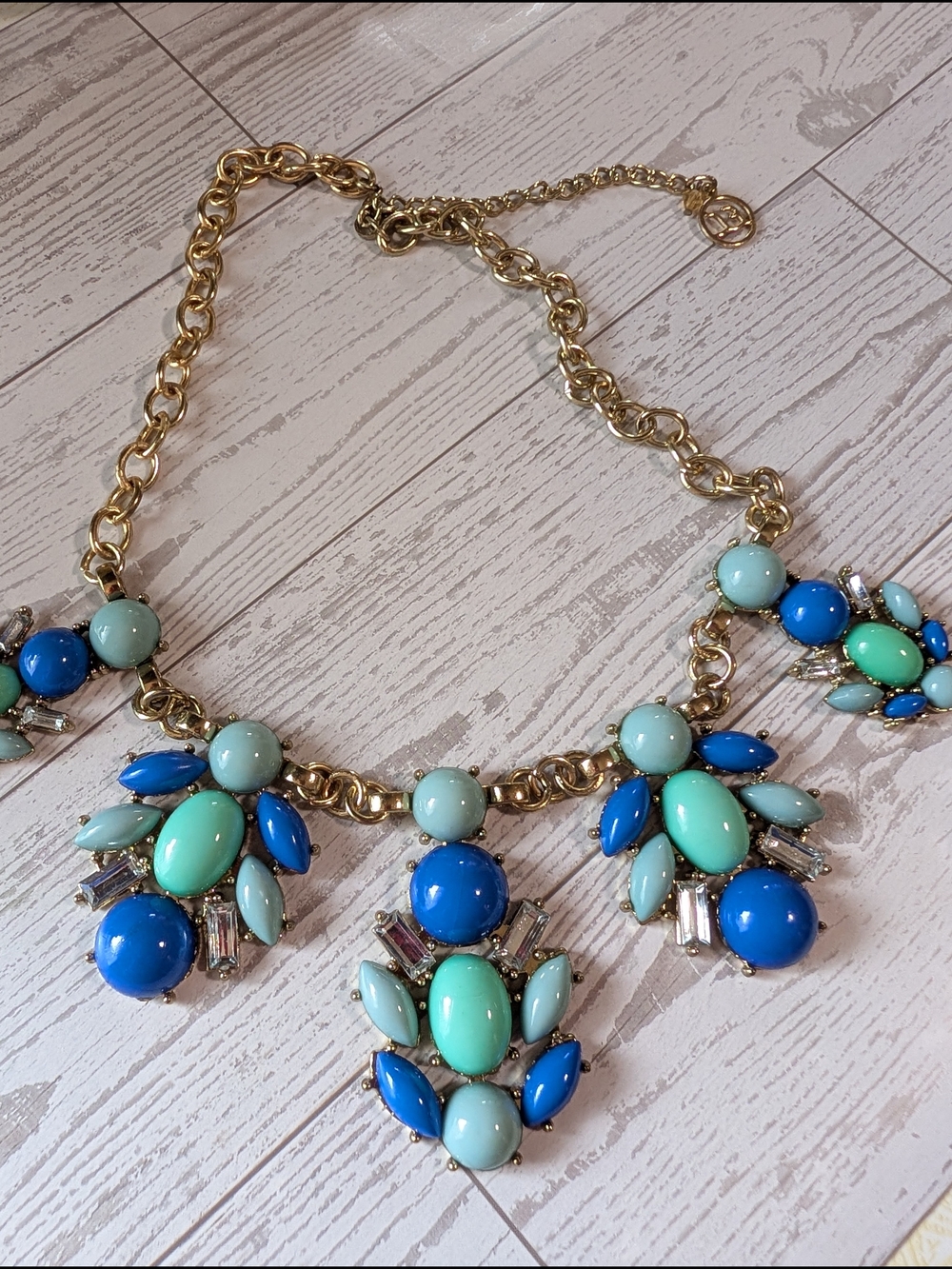 Erica Lyons Gold Chain Necklace with Blue, Teal & Aqua Stones